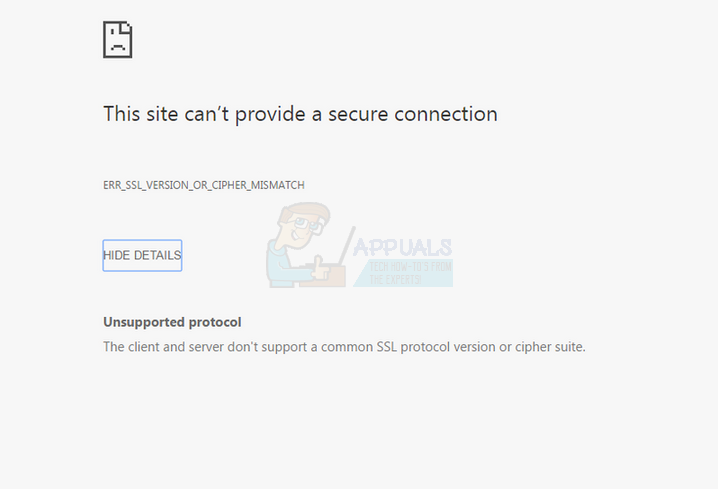 this site cant provide a secure connection